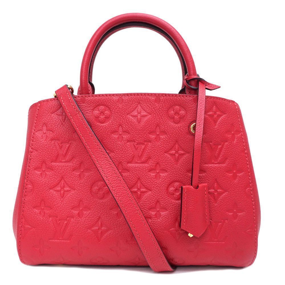 Monogram Emplant Leather Montaigne BB Shoulder Handbag Dahlia Pink Red - Picture 1 of 9